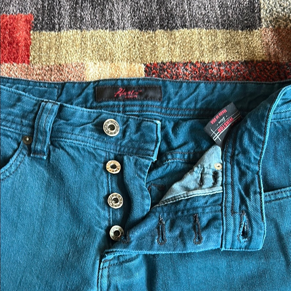 Teal Button-Fly Jeans 30x32